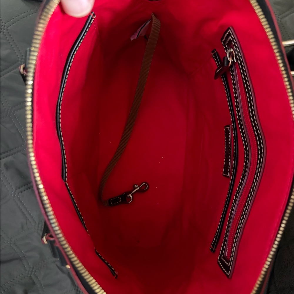 Dooney & Bourke Dog Print Satchel with Black and Red Accents - Picture 6 of 9